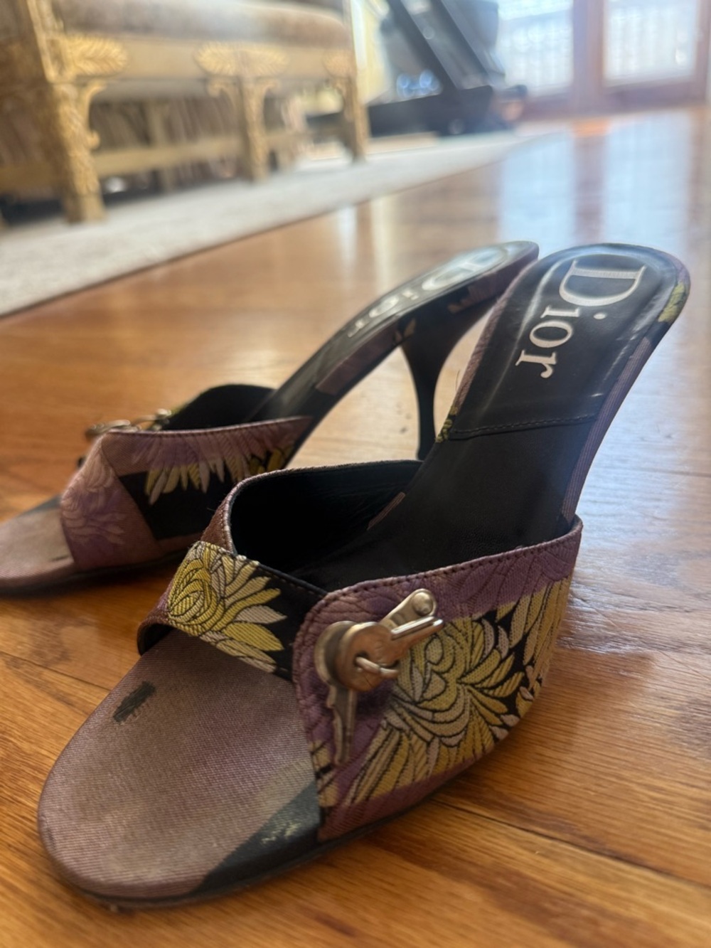 Vintage Dior Lock&Key Slip-On Heeled Mules - Picture 2 of 8